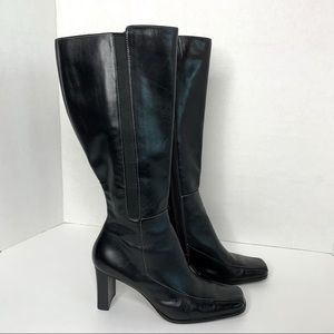 Anne Klein Knee High Tall Heeled Black Boots 6.5